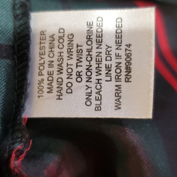 Boston proper red green plaid ruffle plaid long sleeve top - Picture 6 of 6